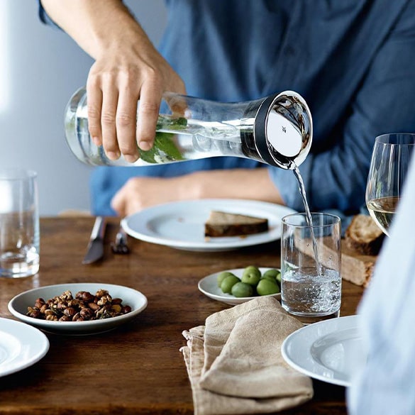 Water Decanter  Serve water in style with a water carafe, add ice cubes and fruit to complete the experience.